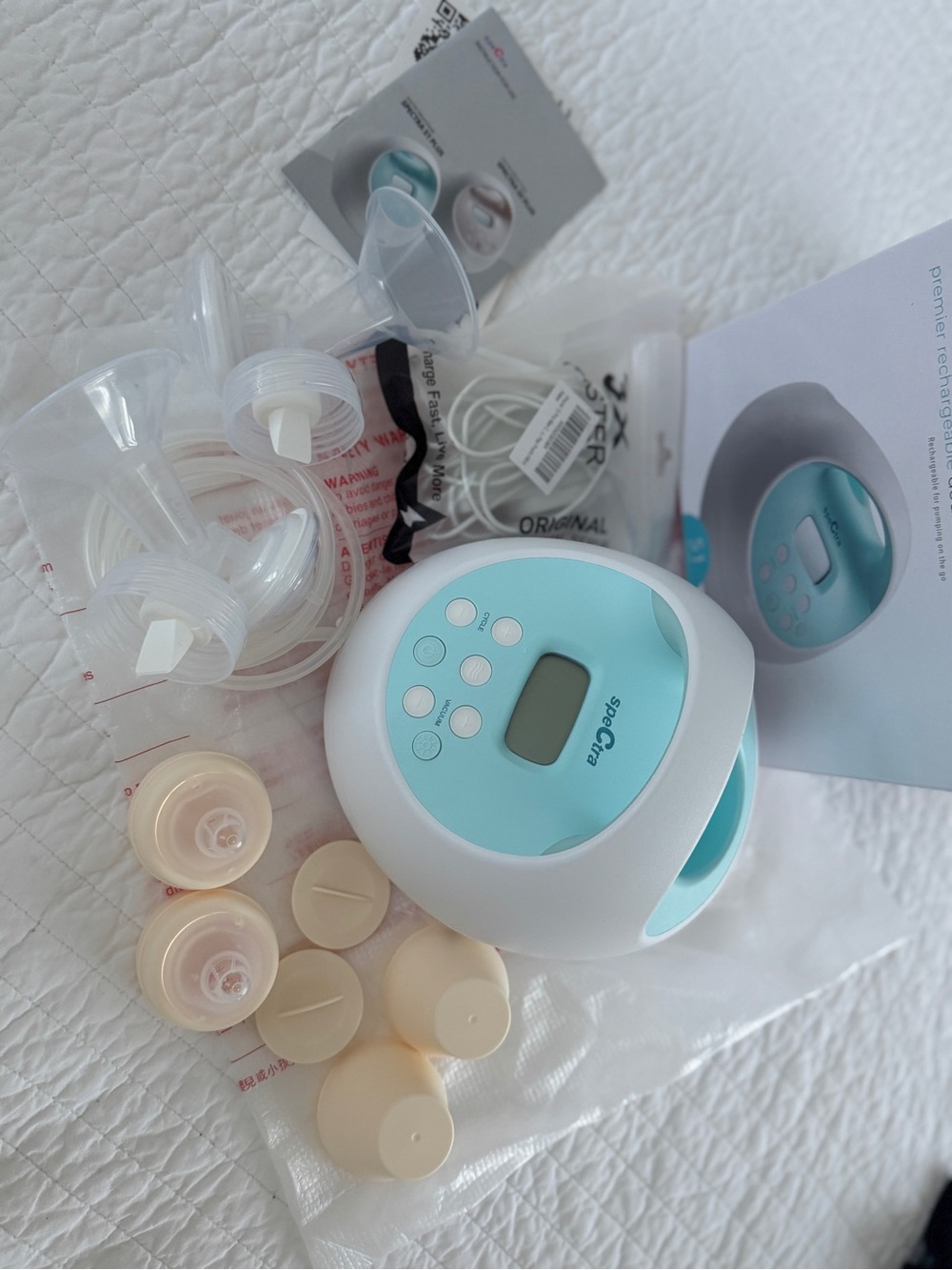Spectra Electric Breast Pump - White & Light Blue